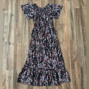 Floral Maxi Dress with Short Sleeves